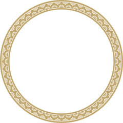 Vector round golden Indian national ornament. Ethnic plant circle, border. Frame, flower ring. Poppies and leaves..