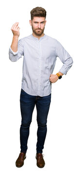 Young handsome man Doing Italian gesture with hand and fingers confident expression