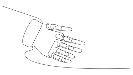 Continuous one line drawing robot hand. vector graphic