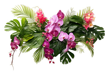 Tropical vibes plant bush floral arrangement with tropical leaves