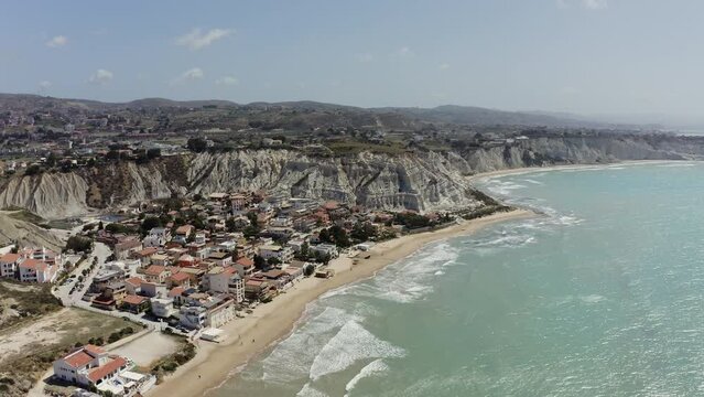 Lido Rosello town in Realmonte Sicily Italy Aerial view