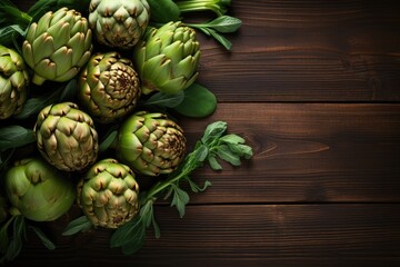 Obraz premium Artichoke flower buds. Fresh and raw artichoke. Generative AI
