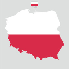 Poland map background with flag. Poland map isolated on white background with flag. Vector illustration map europe