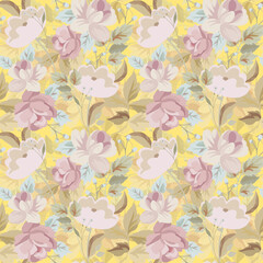 Midsummer and spring blooming meadow, seamless pattern, plant background for fashion, wallpaper, print paper fabric flowers meadow wild