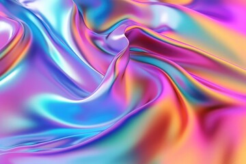 Fototapeta na wymiar Holographic iridescent satin foil background. AI Generative