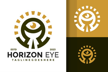 Sun eye logo design vector symbol icon illustration