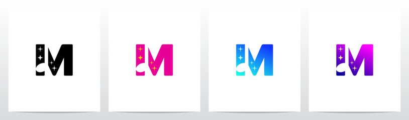 Fototapeta premium Sparkling Music Note Letter Logo Design M
