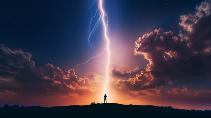 The dynamic and luminous nature of a lightning bolt. Generative AI