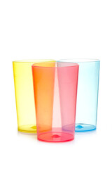 Colorful water soft drink glass on a white background.