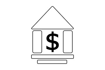 bank flat icon business symbol art black outline sign artwork