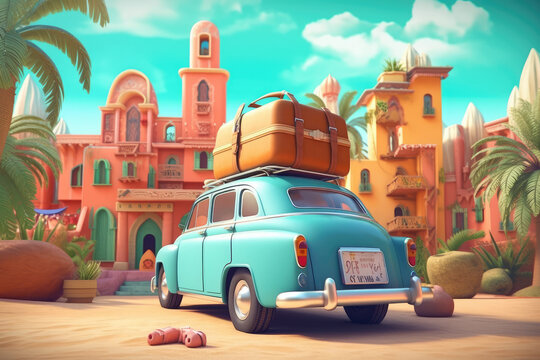 vacation backgrounds - Illustration created with generative ai technology