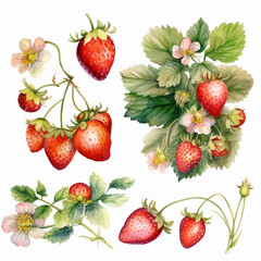 strawberries with white background