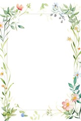 Fototapeta premium Vintage Luxury wedding invitation card template. template, Water Color Pastel Flower and bloom, Wedding decorative perfect rectangle frame border with gold line art, leaves branches, foliage. Elegant 
