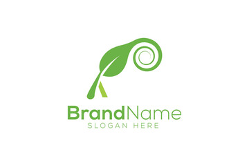 Letter A leaf twist logo design vector template