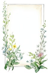 Naklejka premium Vintage Luxury wedding invitation card template. template, Water Color Pastel Flower and bloom, Wedding decorative perfect rectangle frame border with gold line art, leaves branches, foliage. Elegant 