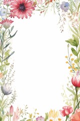 Obraz premium Vintage Luxury wedding invitation card template. template, Water Color Pastel Flower and bloom, Wedding decorative perfect rectangle frame border with gold line art, leaves branches, foliage. Elegant 