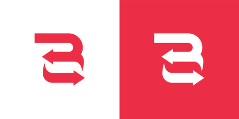 Letter B swap arrow logo design vector template