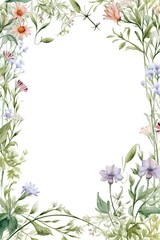 Vintage Luxury wedding invitation card template. template, Water Color Pastel Flower and bloom, Wedding decorative perfect rectangle frame border with gold line art, leaves branches, foliage. Elegant 