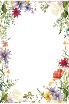 Vintage Luxury wedding invitation card template. template, Water Color Pastel Flower and bloom, Wedding decorative perfect rectangle frame border with gold line art, leaves branches, foliage. Elegant 