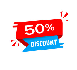 50 percent Discount offer price sign. Special offer symbol. Vector illustration.