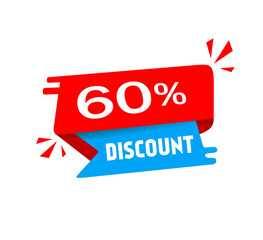 60 percent discount. Banner design. Vector illustration on white background.