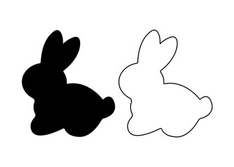 Bunny cookie shape. Vector cookie cutter design. Easter bunny rabbit black illustration. Shape for cutting.