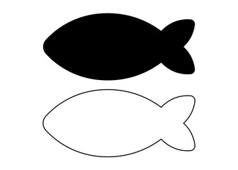 Fish cookie shape. Vector cookie cutter design. Fish from side black illustration, icon. Shape for cutting.