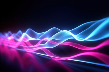 Obraz premium abstract futuristic background with pink blue glowing neon moving high speed wave lines and bokeh lights. Data transfer concept Fantastic wallpaper,