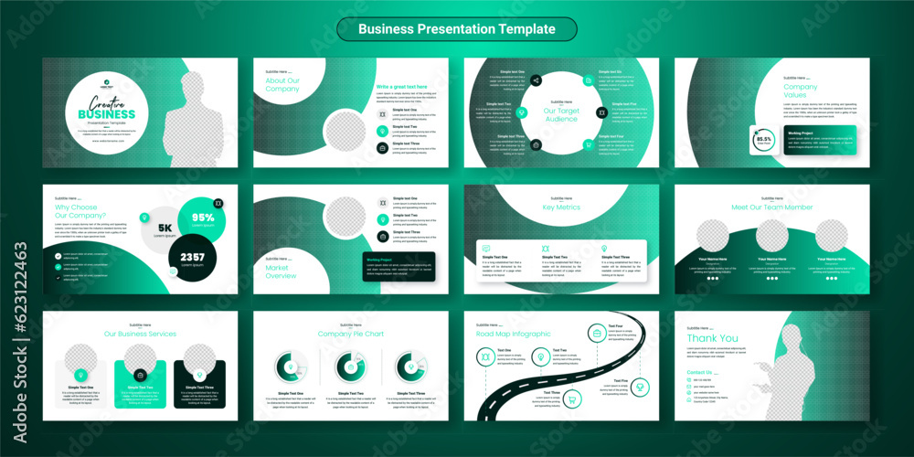 Wall mural creative business powerpoint presentation slides template design. use for modern keynote presentatio