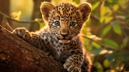 Plexiglas foto achterwand close up of leopard © lahiru