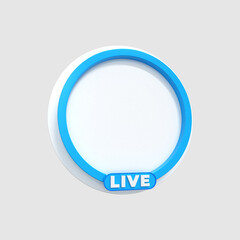 3d rendering Circle profile 3d frame Colorful glossy for live streaming on social media webinar 
