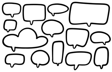Obraz premium Hand drawn speech bubble. Set of empty cloud. Cartoon style. Doodle chat.