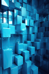 Dark blue wallpaper background with many large cubes. Generative AI