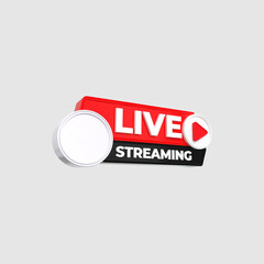 3d icon red live play and heart bubble 3d rendering icon for streaming 
