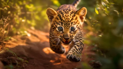 Stickers pour porte Léopard leopard in the zoo