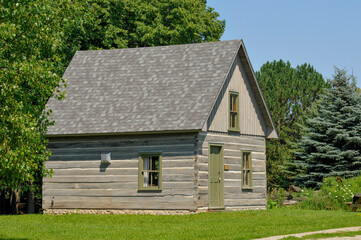Fototapeta na wymiar Log Cabins At Oneida Cultural Heritage Center, Oneida, Wisconsin