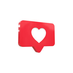 3d icon red live play and heart bubble 3d rendering icon for streaming 
