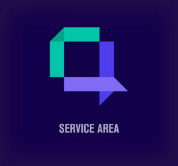 Creative service speech bubble logo. Unique color transitions. Unique company logo template. vector