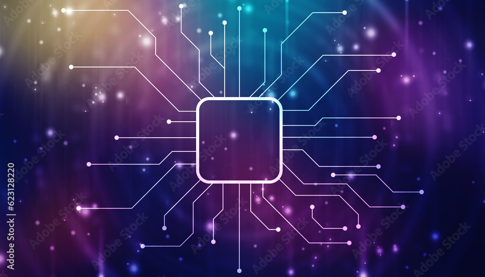 Poster abstract futuristic circuit board illustration, circuit board with various technology elements. circ