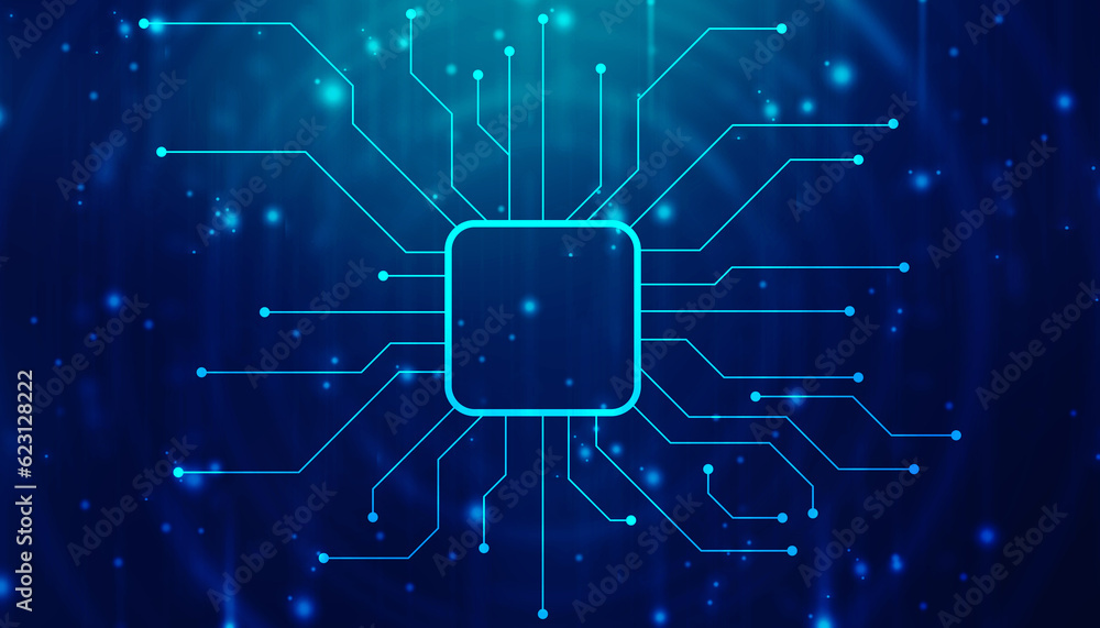 Poster abstract futuristic circuit board illustration, circuit board with various technology elements. circ