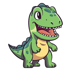 Fototapeta premium Whimsical T-Rex: Cute and Quirky 2D Illustration of a Tyrannosaurus Rex
