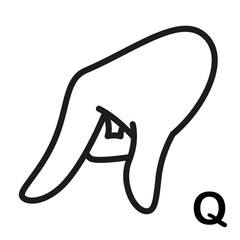 Vector Cartoon Sign Language icon Letter Q