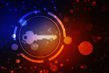 Naklejka premium Digital key icon protecting data personal information. Data protection privacy Concept, Information privacy internet technology, Key to success or solution, Cyber Security Concept