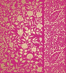wedding card design, traditional paisley floral pattern , royal India	