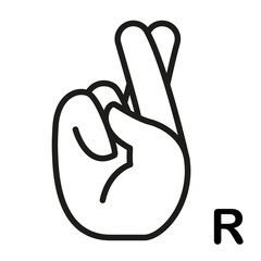 Vector Cartoon Sign Language icon Letter R