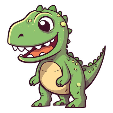 Whimsical T-Rex: Cute and Quirky 2D Illustration of a Tyrannosaurus Rex
