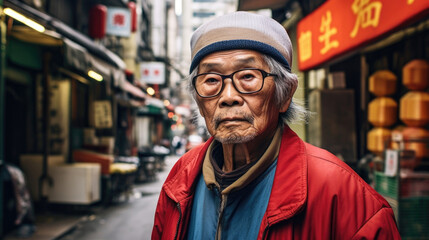 A wise Hong Kong senior man, reflecting experience and resilience, embodying the vibrant spirit of the city. AI generated