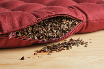 seating cushion filled with buckwheat husk