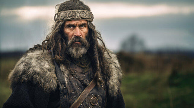 A proud Dacian man, reflecting the ancient heritage and strength of the Dacian civilization in his portrait. AI generated
