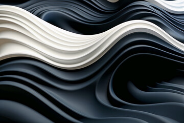 Black and white wavy abstract background. liquid waves. Generative AI